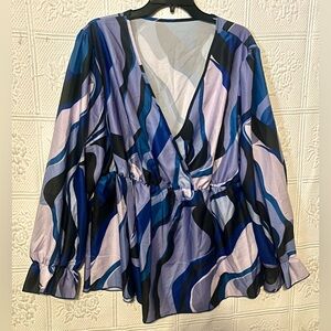 SHEIN Curve Size 4X Blouse Top Gorgeous Purple Black Designs